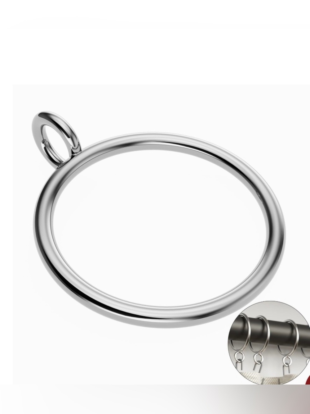 Curtain Rings for 1.25” Drapery Rod 50pcs - SILVER